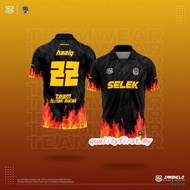 <ARZ>Jersey Viral OOTD 2023 TIKTOK Murah Berkolar Baju Lelaki Retro Jersey Collar Flame Japanese