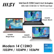 MSI Modern 14 C12MO Laptop - Intel Core i5 1235U Alder Lake / 16GB DDR4 RAM / Intel Iris Xe Graphics