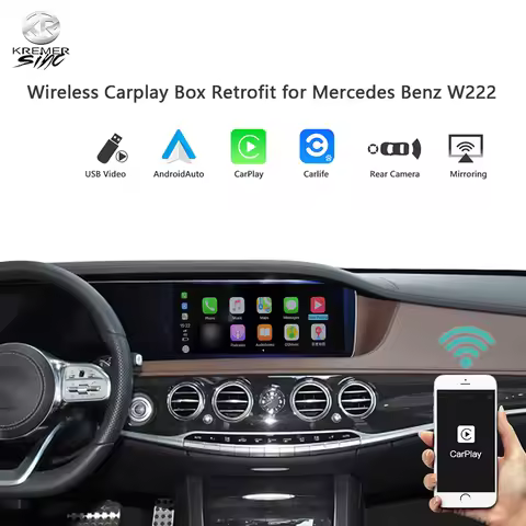 Wireless Carplay Android Auto Retrofit kSmart Box for Mercedes Benz S Class W222 NTG5.0 Airplay Mirr