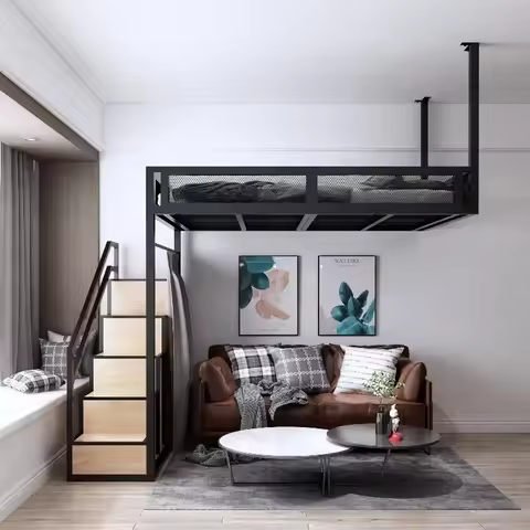 Apartment Loft Bunk Bed European Style 1.5 m Bedroom Furniture Luxury Frame Simple Design Bed Frame