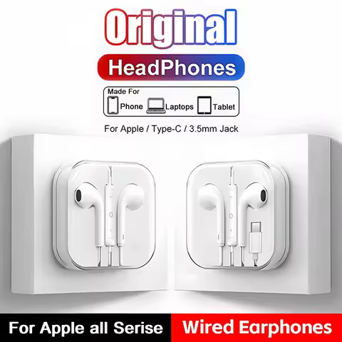 Original Earbuds For iPhone 17 Air 16 15 Pro Max Headphones Type C Wired Earphones For Apple iPhone 