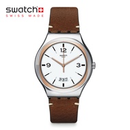 Swatch Irony Big TV SHOW YWS443 Brown Leather Strap Watch