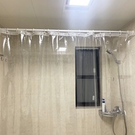 【QIQI shop】 PEVA Transparent and Diaphanous Shower Curtain Kitchen Air Conditioning Partition Curtain Door Curtain Car Wash Waterproof Curtain Hanging Curtain Punch-Free Curtain/Shower