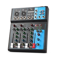 Professional Audio Mixer for keyboard guitar mics with Bluetooth, 4 Channel Mixing Console with USB Clean Audio Interface