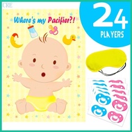 CRE Pin The Pacifier On The Baby Game Baby Pacifier Games with Pacifiers Stickers Large Baby Shower 