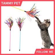 Pet Cat Toys Colorful Rattle Ribbon Bite Chew Chase Teaser Stick for Kitten