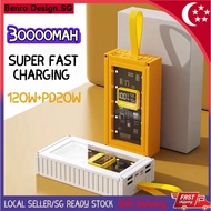 🇸🇬【Ready stock】120W Super Fast Charge 30000mAh Portable Power Bank Flash Charge Power Bank Digital Display/LED light