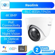 REOLINK RLC-833A P434 4K Security Camera Outdoor 3X Optical Zoom, Two-Way Talk, Color Night Vision, 