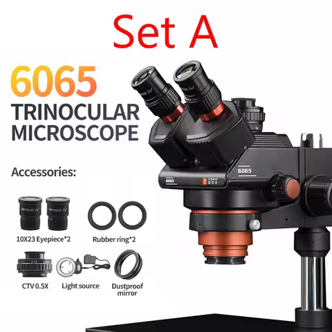 YCS 6065X Trinocular Microscope 0.6X-6.5X Continuous Zoom WF10X23 Widefield Eyepiece for Phones PCB