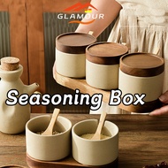 [SG] 3PCS Ceramic Condiments Container Salt Container Seasoning Container Set Bottle Salt Sugar Cont