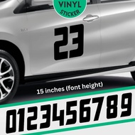 (Ready Stock) Number Sticker 15 inches (H) / Nombor Stiker Car / Motorcycle Vinyl Sticker (Die-cut) 