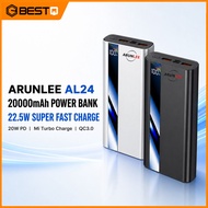 ARUNLEE AL24 Power Bank 20000mAh 22.5W Fast Charging PD20W QC3.0 Type-C LED Display Bank Kuasa