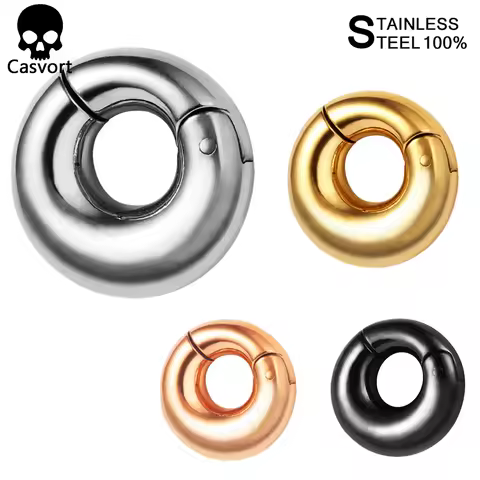 Casvort 2PCS 8mm 0g 6mm 2g Stainless Steel Round Magnetic Ear Weights Plugs Ear Gauges Tunnels Pierc