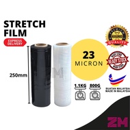 250mm CLEAR BLACK Stretch Film 1.1kg / 800g - 23 micron / Shrink Wrap Plastic Wrapping Clear Transparent