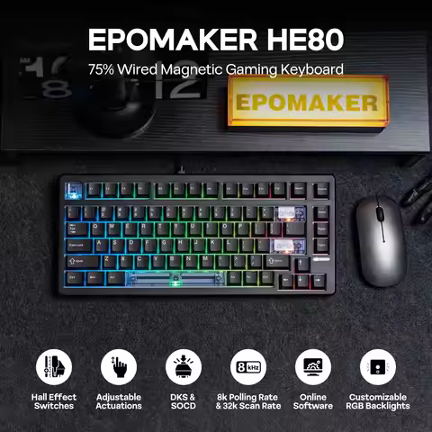EPOMAKER HE80 Hall Effect Gaming Keyboard, 8K Polling & 32K Scan, Creamy Gasket, DKS, SOCD, Hot-Swap