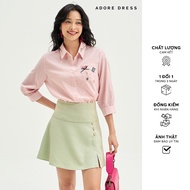 511SH1017 - Pink-orange striped shirt with embroidered patches ADORE DRESS