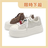Genuine Genuine Leather White Shoes Casual Shoes Casual White Shoes Thick-Soled White Shoes Genuine 