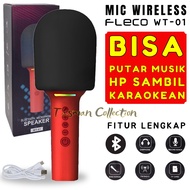 Mic Bluetooth Speaker Wireless Original FLECO WT-01 |Microphone Bluetooth Karaoke |Mikropon Blutut K