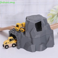 FUHUI Wooden Track Tunnel, Railway Toys Educational Track Train Double Tunnel, Scene Model Simulatio