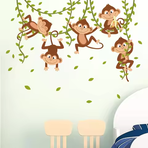 1Pc Vine Monkey Furniture Wall Stickers Home Decor Accessories Living Room Wall Decals Kids Room Dec