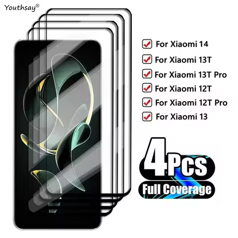 4Pcs Glass For Xiaomi 13T Tempered Glass Xiaomi 13T 12T Pro 13 14 Screen Protector Protective Phone 