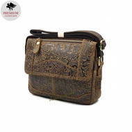 Rush Rider Full Cowhide Leather Long Sling Bag Men Shoulder Bag Cross Body Messenger Leather Bag