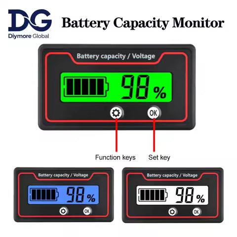 Car Battery Charge Level Indicator 12V 24V 36V 48V 60V 72V Lithium Battery Capacity Meter Tester Dis