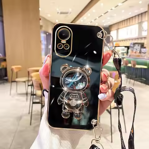 Reno10pro Crossbody Lanyard Plating Case For Oppo Reno 10 10pro Reno10 Pro Reno7 4g 5g A78 A58 Silic