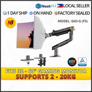 NB Ergonomic Gaming Monitor Arm for 32 to 60 inch Max Load 20 kg C-Clamp and Grommet BLACK G60-G F5