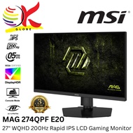 MSI 27" MAG 274QPF E20 WQHD (2560x1440p @200Hz) LED Rapid IPS LCD Gaming Monitor (0.5ms, Input : HDM