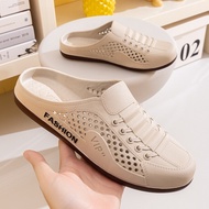 Men's Half Shoes New Fashion Leather Half Slippers For Men Ventilate Shoes Slip On Loafers Shoes