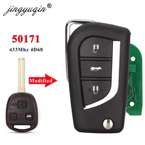 jingyuqin 50171 Upgrade TOY48 Flip Remote Key ASK 433MHz 4D68 Chip for Lexus LX470 LS430 SC430 RX300