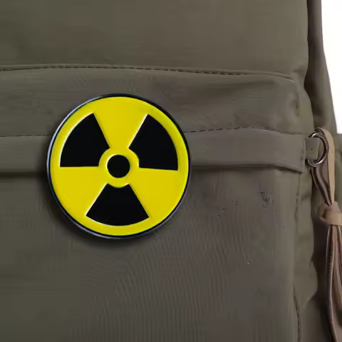 Yellow Radiation Warning Sign Brooches Cartoon Creative Metal Lapel Badge Backpack Fashion Pin Jewel