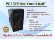 pc/cpu rakitan core i7 ram 8gb baru garansi - i7 4770 ram 8gb ssd128+hdd 500g