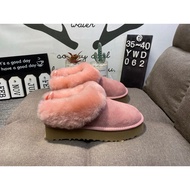 UGG Autumn Ladies Comfortable Fashion Baotou Thick-Soled LOGO Elastic Band Casual Lazy Fur Shoes HIB