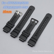 16mm Resin Rubber Replacement Watch Strap for AW-591 590 5230 282B AWG-M100 101 G-7700 7710 Sports W