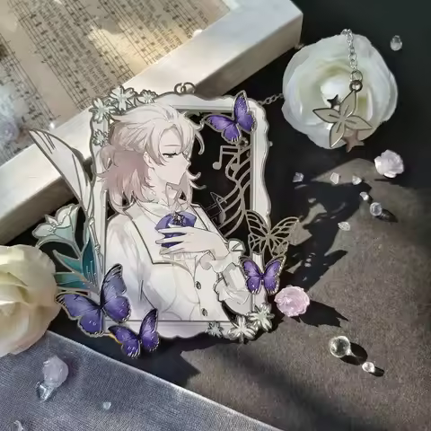 Anime HOT 2026 Accessories Props Game Genshin Impact Albedo Cosplay Cartoon Metal Bookmark Collectio