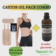 Pure Cold Pressed Castor Oil Pack (100ml Pure Cold Pressed Castor Oil in Amber Glass Bottle +  Reuse