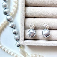 銀色雪人 【珍珠/巴洛克珍珠/銀飾/耳環/耳釘/禮物/鋪鑽球】