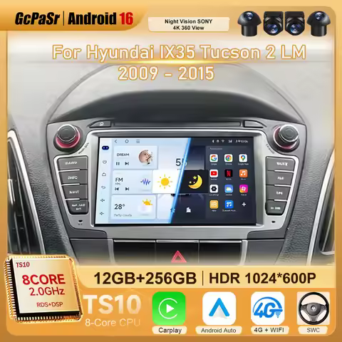 Android 15 Car Radio Player Carplay Multimedia WIFI Bluetooth for Hyundai IX35 Tucson 2 LM 2009-2015