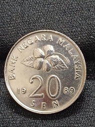 20sen syiling tahun 1989( KEYDAY) 80% unc.