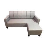 Fabric Grey Sofa 3 Seater Free 1 Stool L Shape Sofa Kain