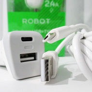 ROBOT RT-C09 2-PORT USB & TYPE C 2.4A CAR CHARGER