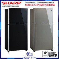 (Bulky) SHARP SJ-PG60P2 600L 2 DOOR REFRIGERATOR, 3 TICKS, LARGE CAPACITY, SJ-PG60P2-DS (DARK SILVER), SJ-PG60P2-BK (BLACK), FREE DELIVERY, 2 YEARS WARRANTY