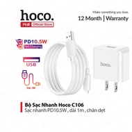 Hoco C106 PD10.5W 5V/2.1A USB to IP fast charger for iPhone 6/7/8/X/11/12/13/14, super durable cord,