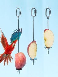 1入組不銹鋼鳥類水果矛餵食器適用於鸚鵡食物餵食