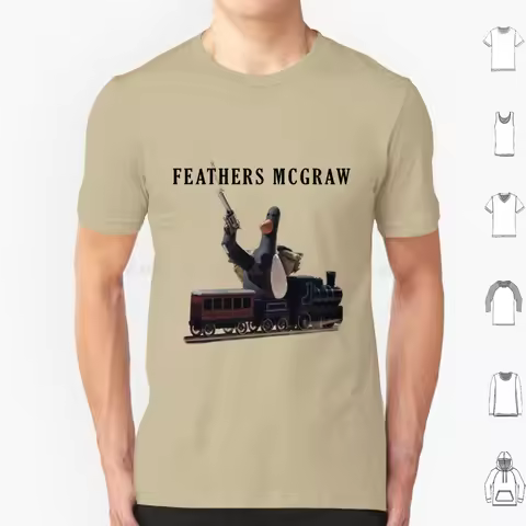 Feathers Vs Gromit T Shirt Big Size 100% Cotton Gromit Wallace Claymation Funny Cartoon Penguin Anim