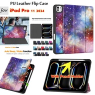 PU Leather Flip Case Soft TPU Lining Case For iPad Pro 11 2024 ipad pro 11 pro11 With Pencil Holder Case