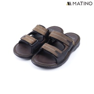 MATINO PLAY รองเท้าแตะชายหนังแท้ รุ่น MC/T 52060 - BLACK/BROWN