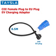 TAYSLA EV Portable Charger EU Plug To CEE Blue Power Female Plug Socket Adapter Blue CEE Connector 7